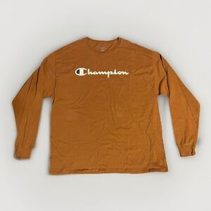 Champion Men's Crew Neck Orange Long Sleeve‎ T Shirt 2XL